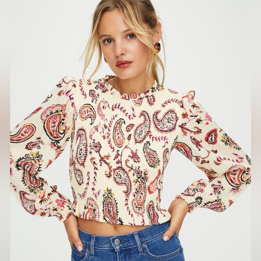 Aritzia Wilfred Lilith Printed Prairie Blouse